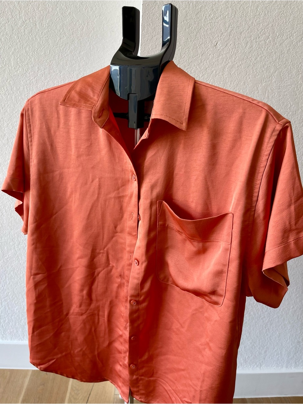 A New Day Short-Sleeve Button Shirt in Rust Orange